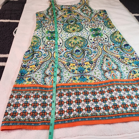 London Times Mood Paisley Border Sleeveless Shift Women's Dress - Picture 4 of 8